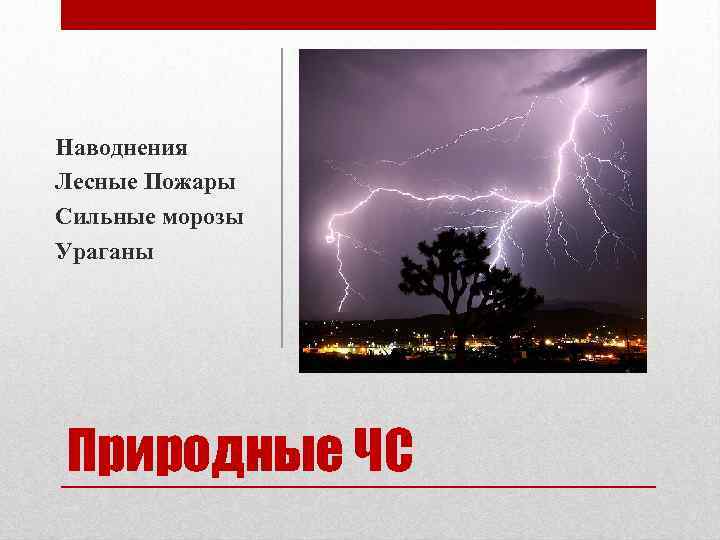 Наводнения Лесные Пожары Сильные морозы Ураганы Природные ЧС 