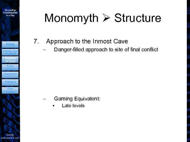 Monomyth Structure Intro Getting Over Yourself 7. Approach to the Inmost Cave – Danger-filled