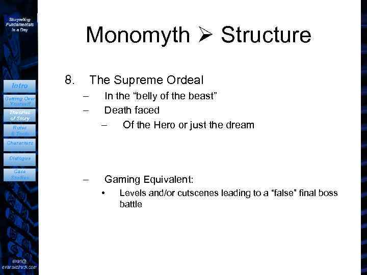 Monomyth Structure Intro Getting Over Yourself Theories of Story 8. The Supreme Ordeal –