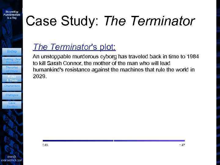 Case Study: The Terminator Intro Getting Over Yourself Theories of Story Rules & Tools