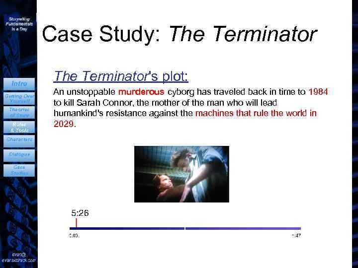 Case Study: The Terminator Intro Getting Over Yourself Theories of Story Rules & Tools