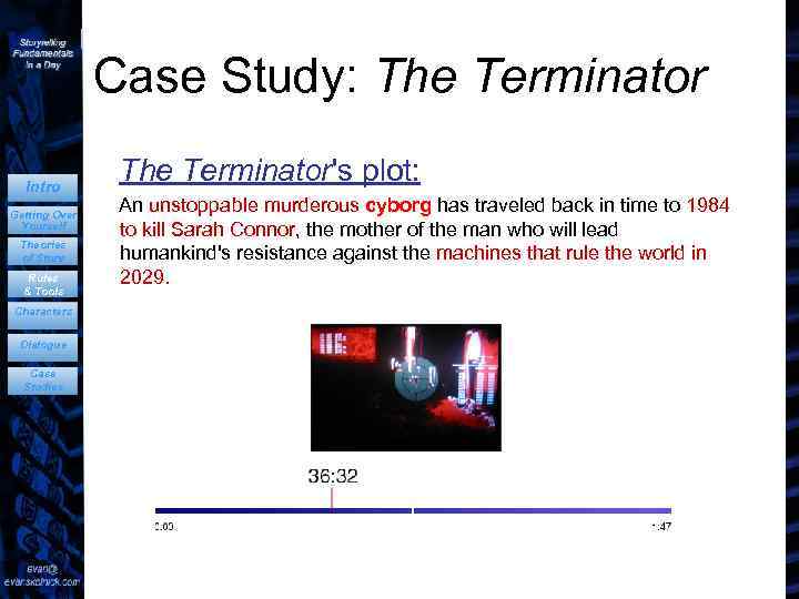 Case Study: The Terminator Intro Getting Over Yourself Theories of Story Rules & Tools