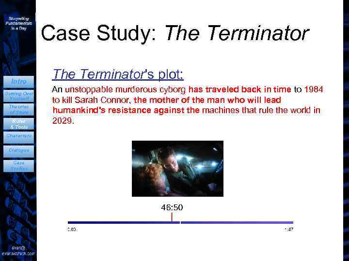 Case Study: The Terminator Intro Getting Over Yourself Theories of Story Rules & Tools