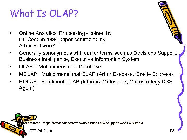 What Is OLAP? • • • Online Analytical Processing - coined by EF Codd