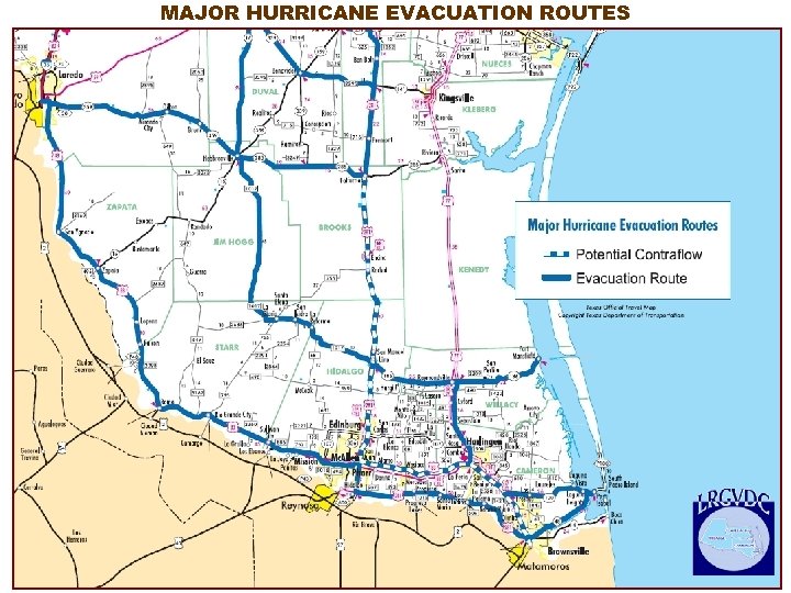 MAJOR HURRICANE EVACUATION ROUTES 