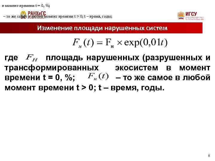 в момент времени t = 0, %; – то же самое в любой момент