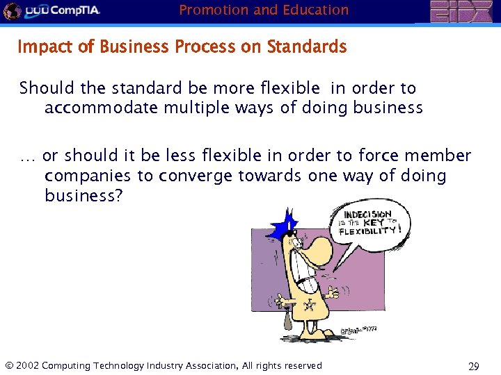 Promotion and Education Impact of Business Process on Standards Should the standard be more