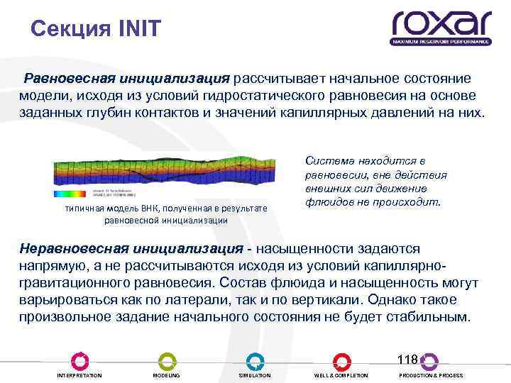 Секция INIT Равновесная инициализация рассчитывает начальное состояние модели, исходя из условий гидростатического равновесия на