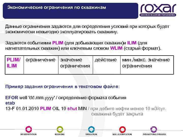 Экономические ограничения по скважинам Данные ограничения задаются для определения условий при которых будет экономически