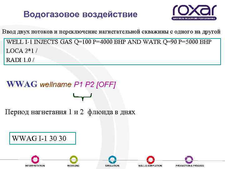 Водогазовое воздействие Ввод двух потоков и переключение нагнетательной скважины с одного на другой WELL