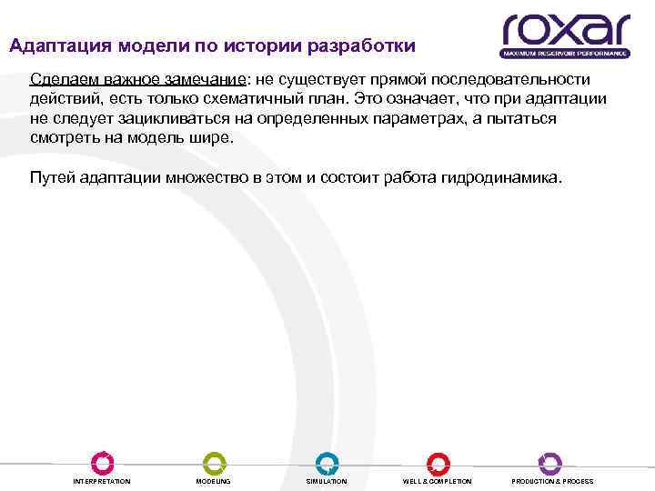Адаптация модели по истории разработки Сделаем важное замечание: не существует прямой последовательности действий, есть