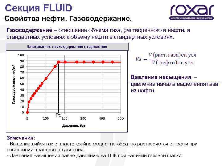  Секция FLUID Свойства нефти. Газосодержание – отношение объема газа, растворенного в нефти, в
