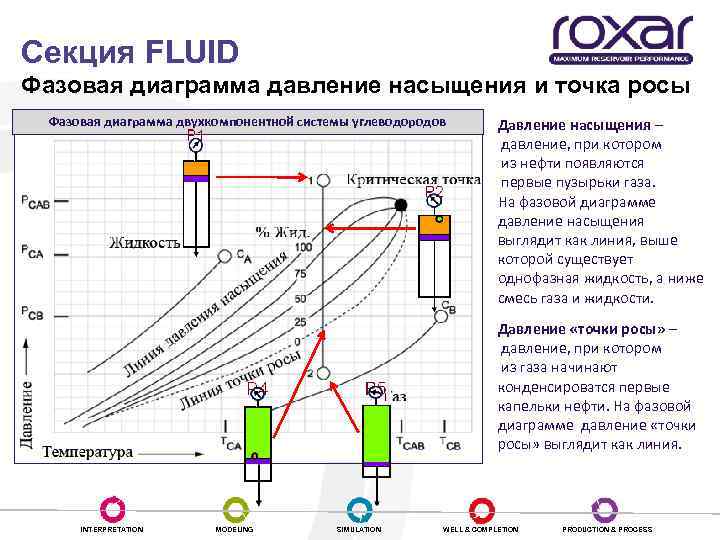 Секция FLUID Фазовая диаграмма давление насыщения и точка росы Фазовая диаграмма двухкомпонентной системы углеводородов