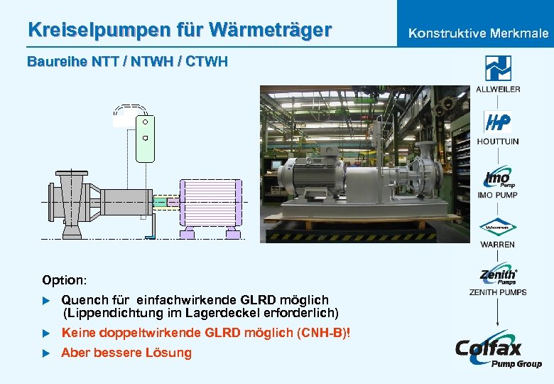Kreiselpumpen für Wärmeträger Baureihe NTT / NTWH / CTWH Option: u Quench für einfachwirkende