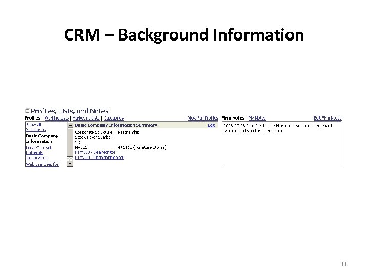 CRM – Background Information 11 