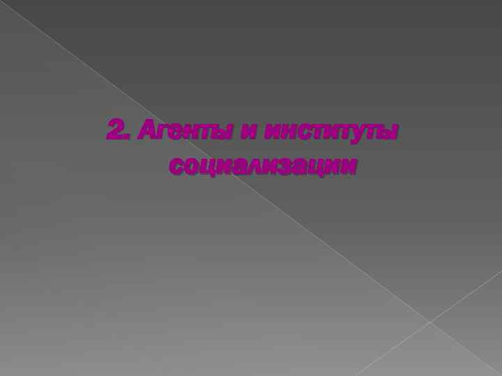 2. Агенты и институты социализации 