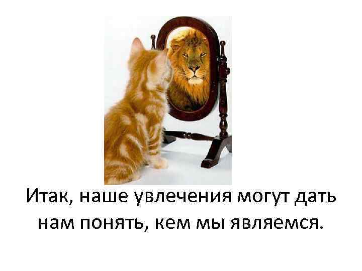 Итак, наше увлечения могут дать нам понять, кем мы являемся. 