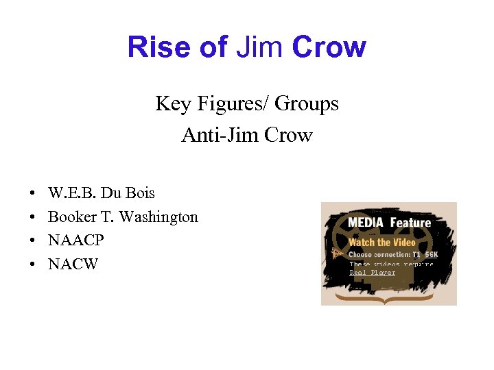 Rise of Jim Crow Key Figures/ Groups Anti-Jim Crow • • W. E. B.