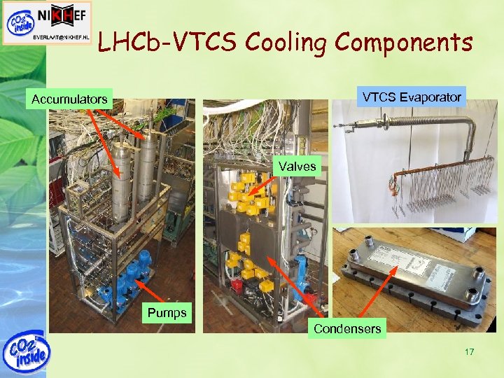 LHCb-VTCS Cooling Components VTCS Evaporator Accumulators Valves Pumps Condensers 17 