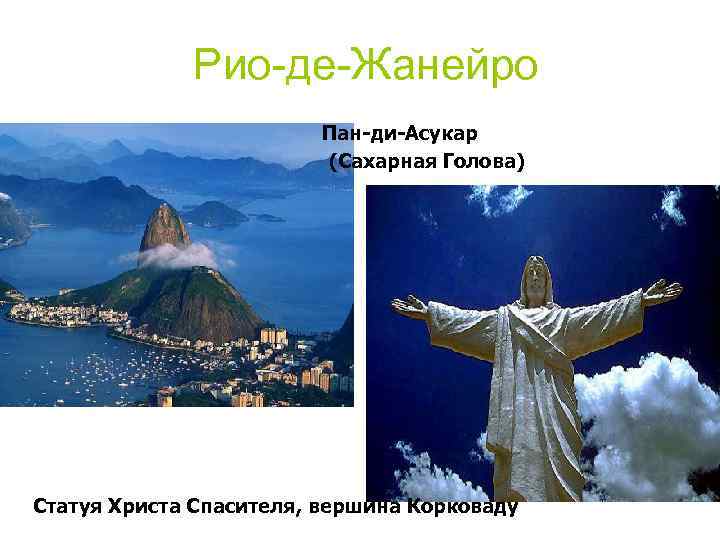 Рио-де-Жанейро Пан-ди-Асукар (Сахарная Голова) Статуя Христа Спасителя, вершина Корковаду 