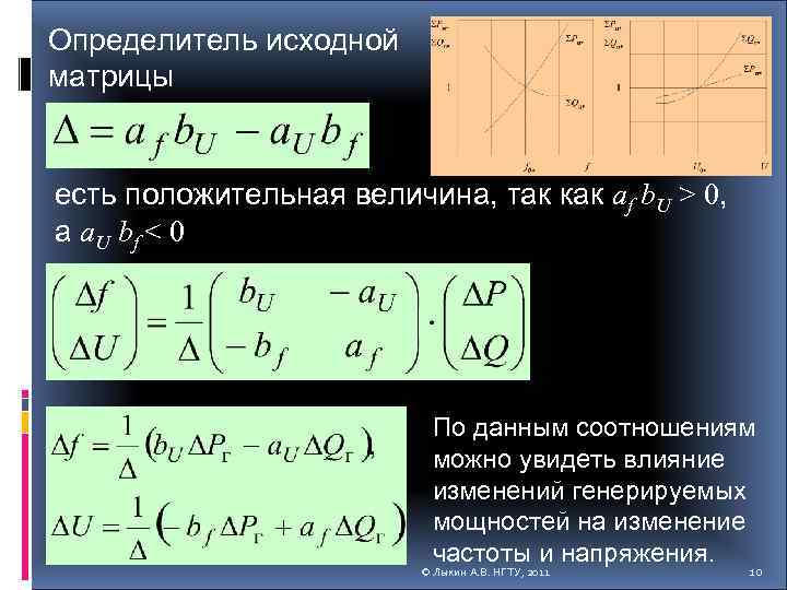 Определитель исходной матрицы есть положительная величина, так как af b. U > 0, а