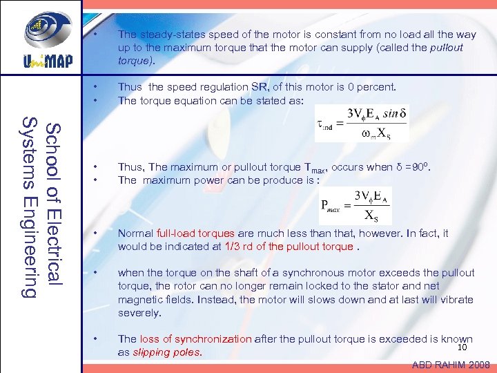 The steady-states speed of the motor is constant from no load all the way