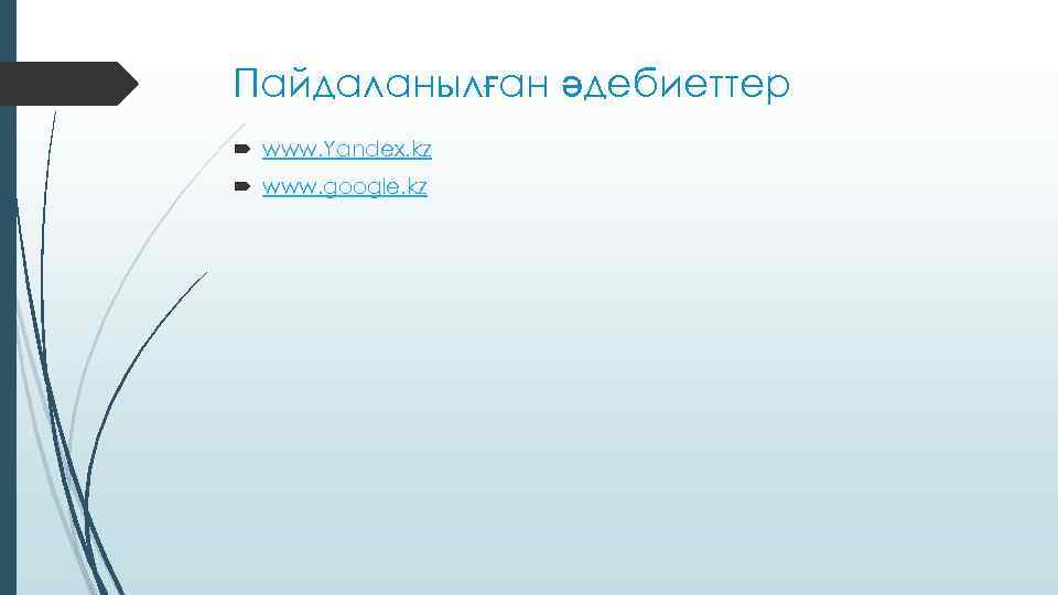 Пайдаланылған әдебиеттер www. Yandex. kz www. google. kz 