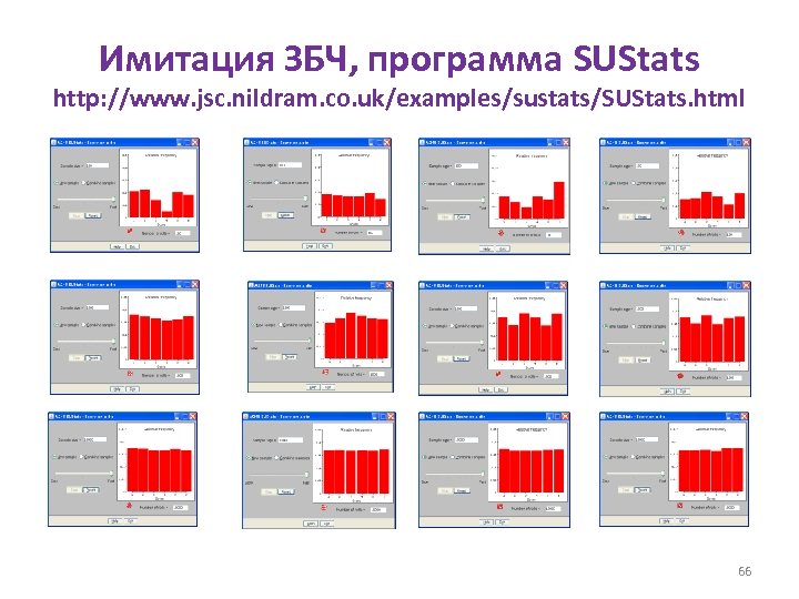 Имитация ЗБЧ, программа SUStats http: //www. jsc. nildram. co. uk/examples/sustats/SUStats. html 66 