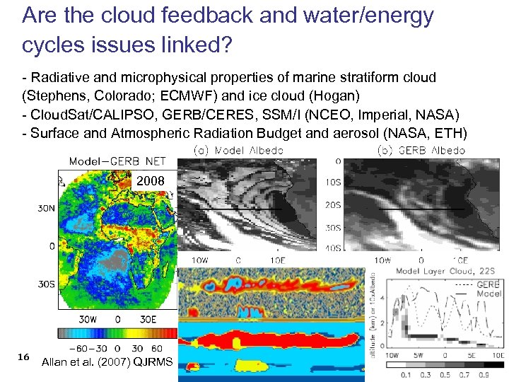 Are the cloud feedback and water/energy cycles issues linked? - Radiative and microphysical properties