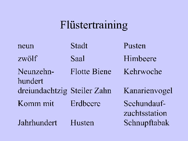Flüstertraining 