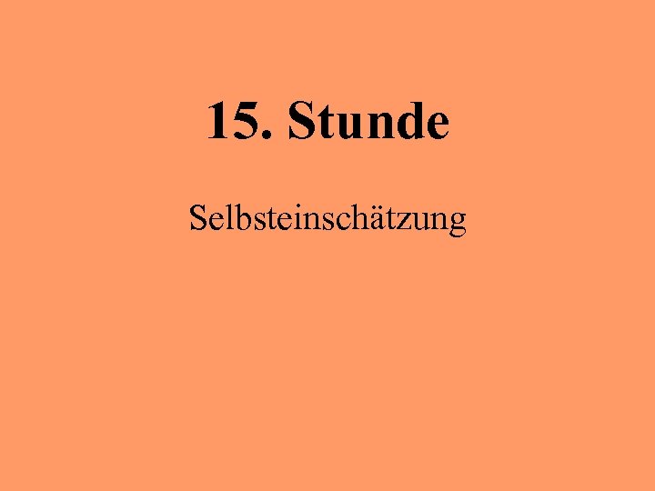 15. Stunde Selbsteinschätzung 