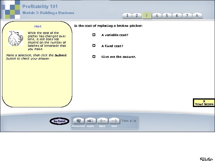 Profitability 101 Module 3: Building a Business 3 3 Is the cost of replacing