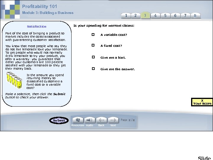 Profitability 101 Module 3: Building a Business 3 3 Is your spending for warrant