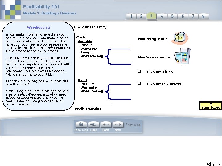 Profitability 101 Module 3: Building a Business Warehousing If you make more lemonade than