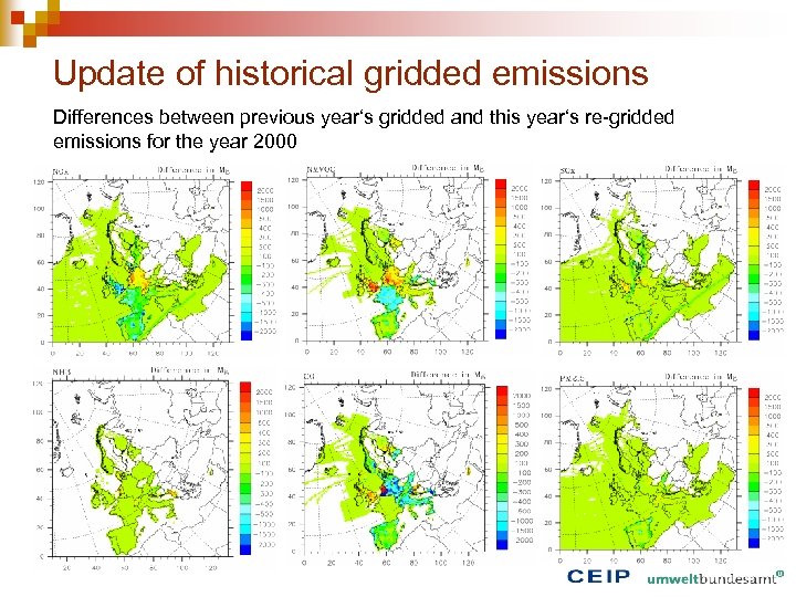 Update of historical gridded emissions Differences between previous year‘s gridded and this year‘s re-gridded