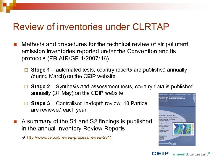 Review of inventories under CLRTAP n Methods and procedures for the technical review of
