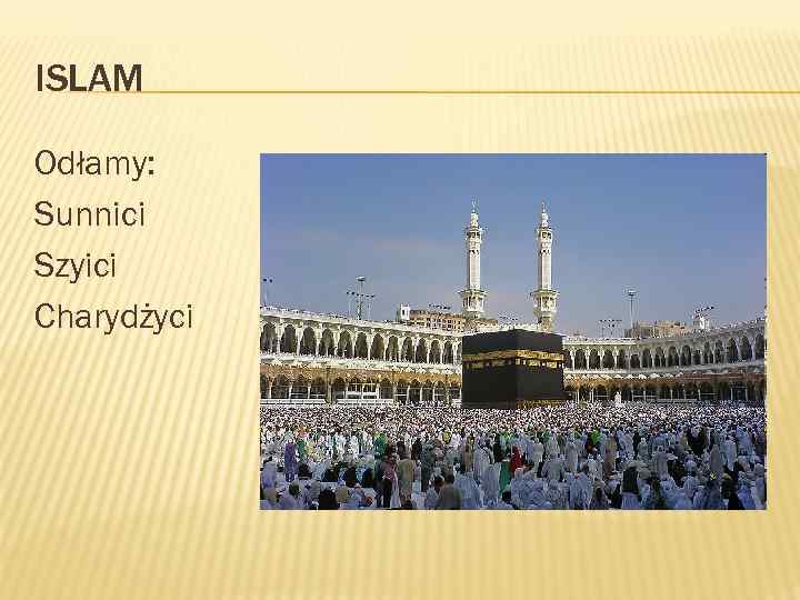 ISLAM Odłamy: Sunnici Szyici Charydżyci 