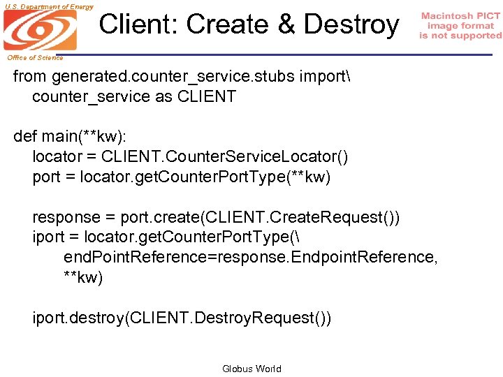 U. S. Department of Energy Client: Create & Destroy Office of Science from generated.
