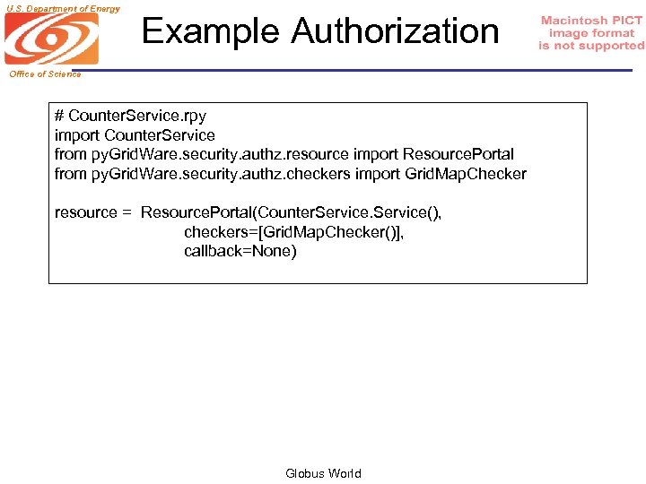U. S. Department of Energy Example Authorization Office of Science # Counter. Service. rpy