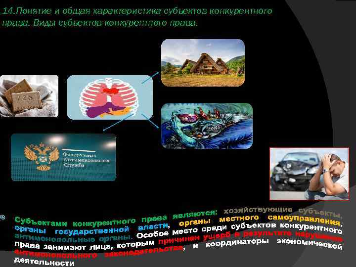 14. Понятие и общая характеристика субъектов конкурентного права. Виды субъектов конкурентного права. 