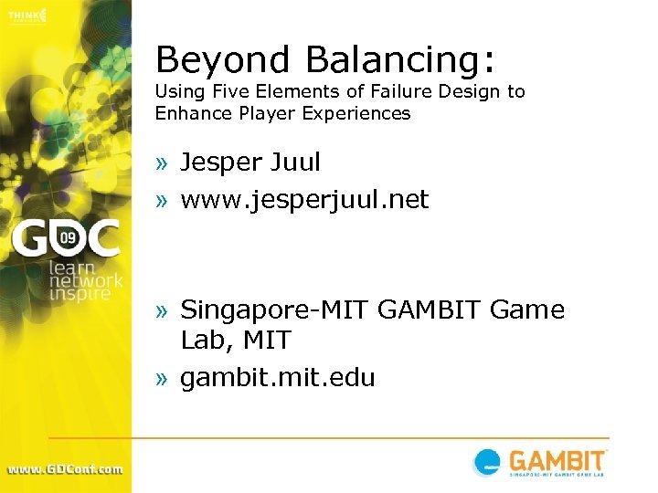 Beyond Balancing: Using Five Elements of Failure Design to Enhance Player Experiences » Jesper