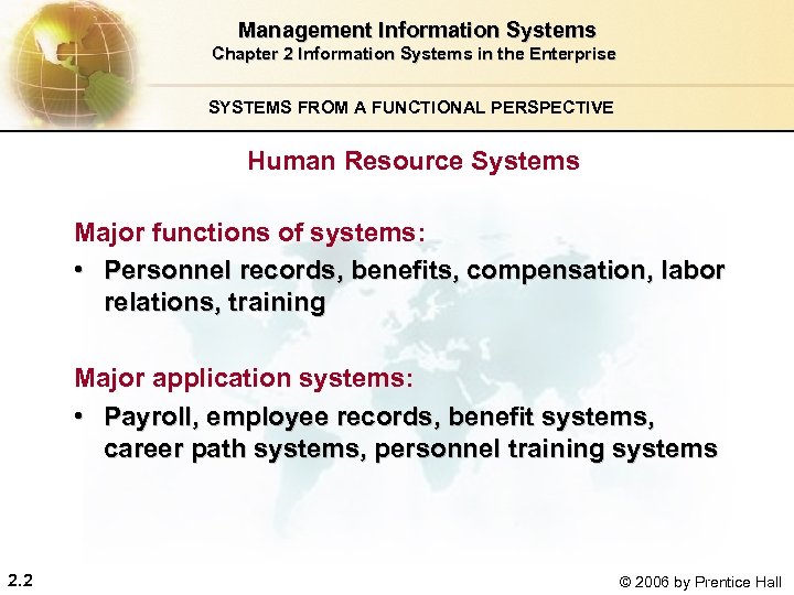  Management Information Systems Chapter 2 Information Systems in the Enterprise SYSTEMS FROM A