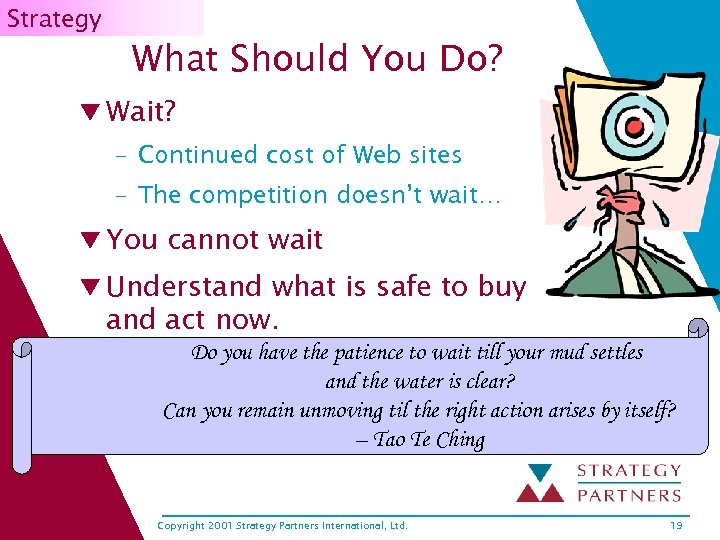 Strategy What Should You Do? q Wait? – Continued cost of Web sites –