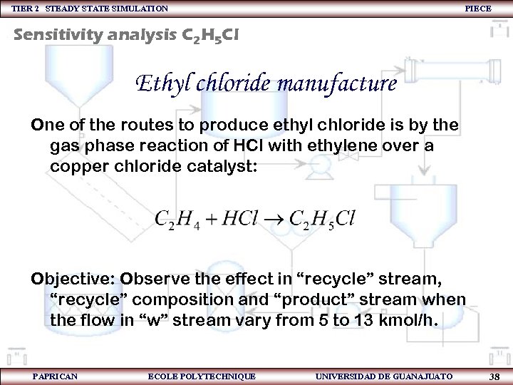 TIER 2 STEADY STATE SIMULATION PIECE Sensitivity analysis C 2 H 5 Cl Ethyl