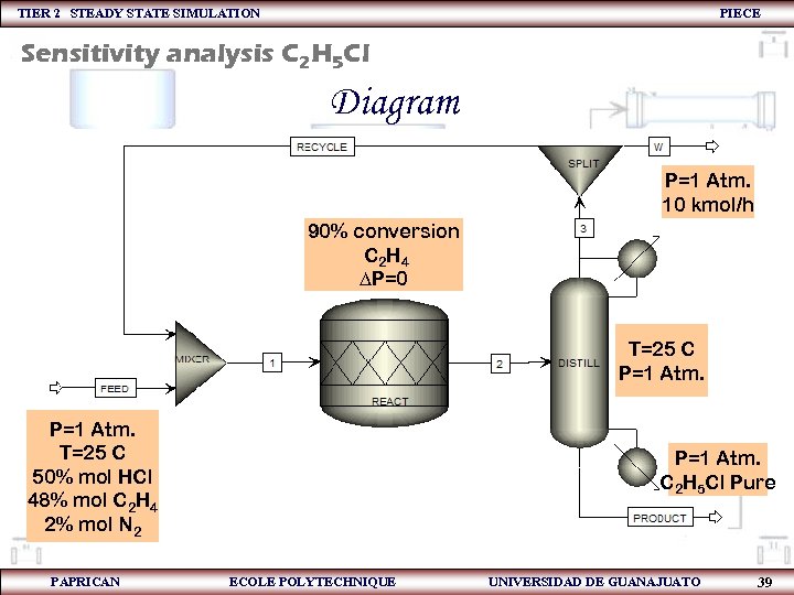 TIER 2 STEADY STATE SIMULATION PIECE Sensitivity analysis C 2 H 5 Cl Diagram