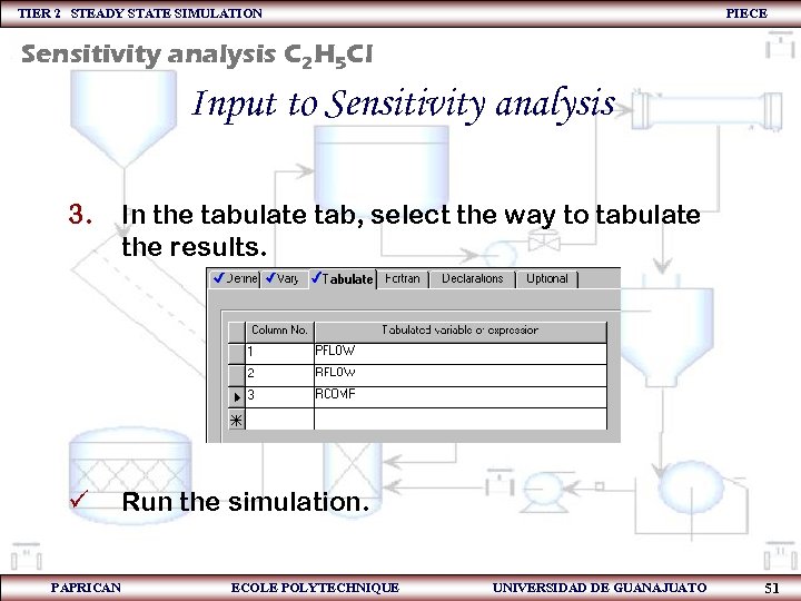 TIER 2 STEADY STATE SIMULATION PIECE Sensitivity analysis C 2 H 5 Cl Input