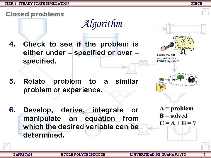 TIER 2 STEADY STATE SIMULATION Closed problems PIECE Algorithm 4. Check to see if