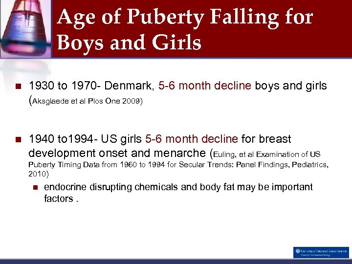 Age of Puberty Falling for Boys and Girls n 1930 to 1970 - Denmark,