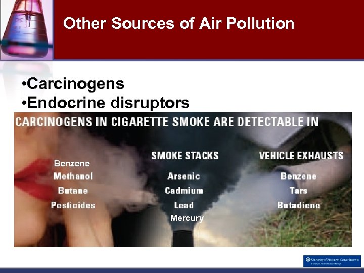 Other Sources of Air Pollution • Carcinogens • Endocrine disruptors Benzene Mercury 