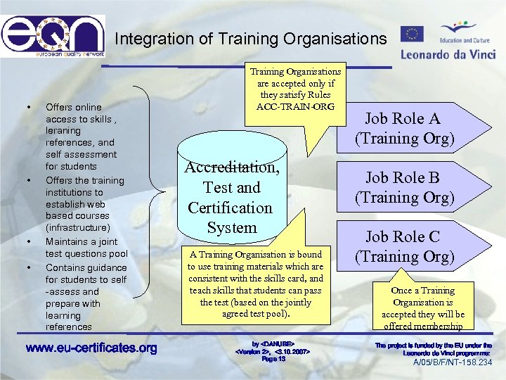 Integration of Training Organisations • • Offers online access to skills , leraning references,